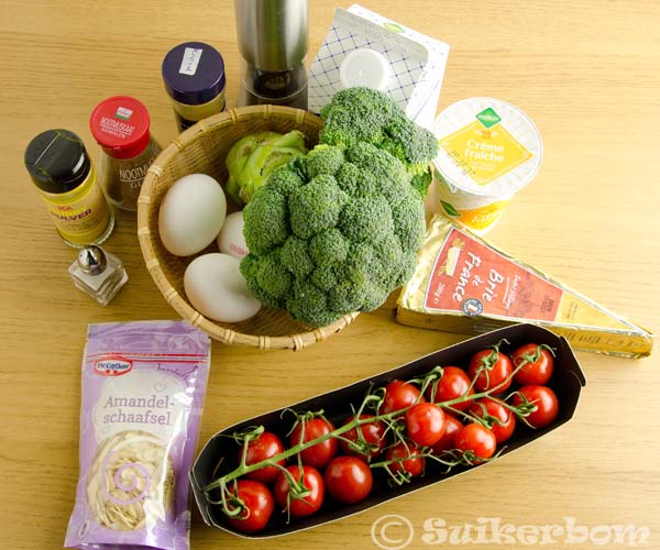 ingrediënten voor broccoli-briequiche